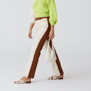 Paloma Wool Dax Pant Jean, Brown and Cream EU 36 US 2-4, High Rise, Cotton